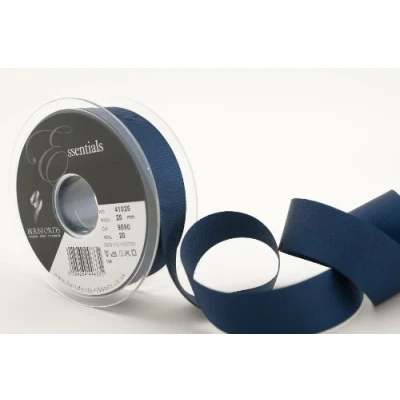 Image of Berisfords 41025 20 m x 25 mm Polyester Grosgrain Ribbon, Navy