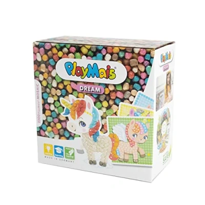 Image of PlayMais Mosaic Dream Unicorn Creative Craft kit for Girls &amp; Boys from 3 Years 2300 6 templates with Unicorns stimulates Creativity Motor Skills Natural Toy