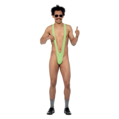 Image of Smiffys Borat Mankini in Lime Green for Adults Official Licensed Costume Instantly Recognisable Design Perfect Groups Students Stag and Hen Nights Hilarious Fancy Dress