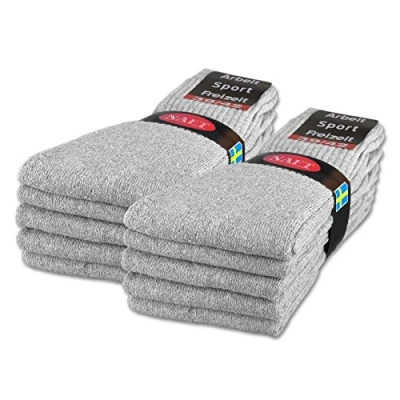 Image of sockenkauf24 10 20 30 Pairs Crew Socks Sports Tennis for Women &amp; Men in 5 Colours Sizes 35 50 available (UK 6 8 EU 39 42, Light grey)