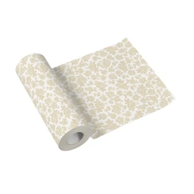 Image of PAW Tablerunner made of airlaid (40 cm x 24 m) I Tabledecoration for communion, confirmation, wedding, birthday, garden party Tableband classic ornament, gold, roses Color: subtle (gold)