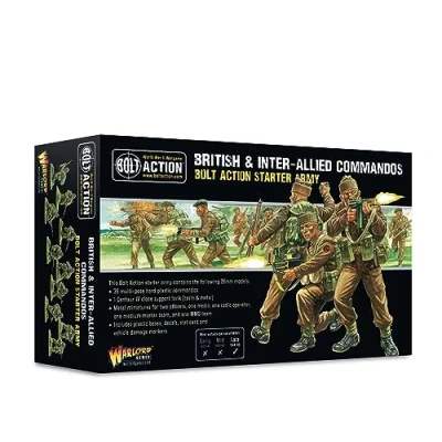 Image of Warlord Games British &amp; Inter Allied Commandos Starter Army 28mm Scale Plastic Miniatures for Bolt Action Highly Detailed World War 2 Table top Wargaming