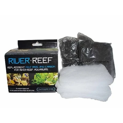 Image of Interpet Replacement Filter Pads And Carbon For The River Reef 48L Aquarium, Kit Includes 2 Bags 4 Felt