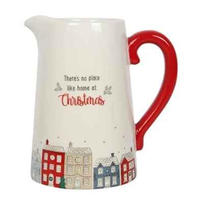 Image of Tech Island Flower Vase,&#039;There Is No Space Like at Home Christmas Ceramic Jug, Pitcher Vases for Flower, Garden Ornaments, Real, Artificial Room décor (Christmas Vase)