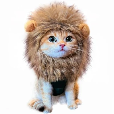 Image of RosyLife Lion Mane Wig for Cat Costume Pet Adjustable Washable Comfortable Fancy Hair Clothes Dress Halloween Christmas Easter Festival Party Activity (Brown)