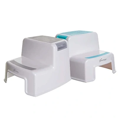 Image of Dreambaby 2 UP Step Stool Toddlers Slip Resistant (Aqua + Grey, 2)