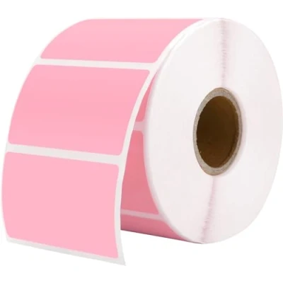 Image of Self Adhesive Address Labels, Blank Direct Thermal Label Stickers 57mm x 32mm 1000 Labels per roll 1 roll, Pink