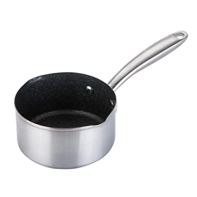 Image of Prestige Scratch Guard Non Stick Milk Pan with Pouring Lip 14cm Stainless Steel Resistant, Suitable for All Hobs, Oven &amp; Dishwasher Safe Durable Cookware