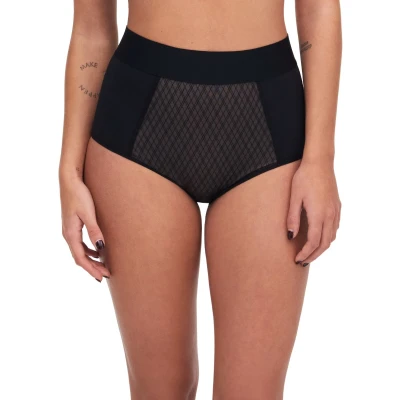 Image of Chantelle Smooth Lines Corsetry Bottoms FULL Brief Covering HIGH Waist Briefs, Women&#039;s, Size: 3XL, Black/beige
