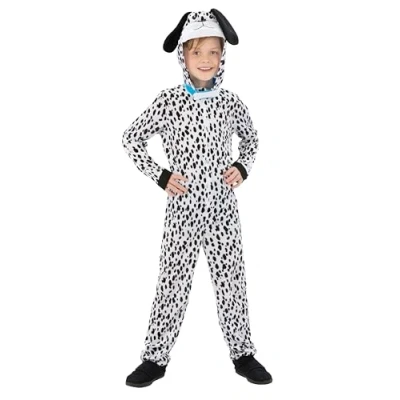 Image of Smiffys Costume &amp; Party Kids Dalmatian Fancy Dress Dog Up Childs Boys Girls World Book Day Animal Jumpsuit Medium