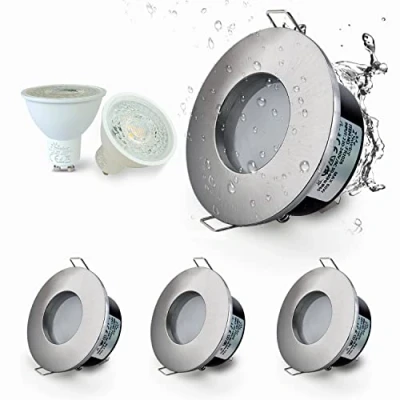 Image of 4XSweier LED Recessed IP65 Waterproof Downlight with GU10 Cool White 6000K Base for Bathroom and Kitchen Ceiling Spotlight, Cutout 68mm Non Dimmable
