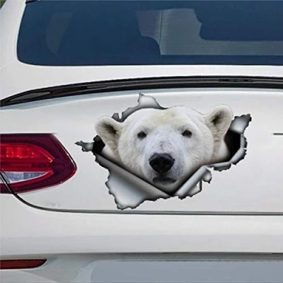 Image of Polar Bear Car Decal, Sticker, White Decal Stickers 3D Funny Window Vinyl Bumper Die Cut Decals Laptop Present