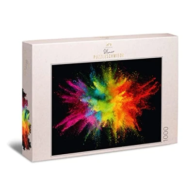 Image of Ulmer Puzzleschmiede puzzle &quot;Brightly colored&quot;: 1000 pieces jigsaw Colorful exploding paint powder as a modern motif