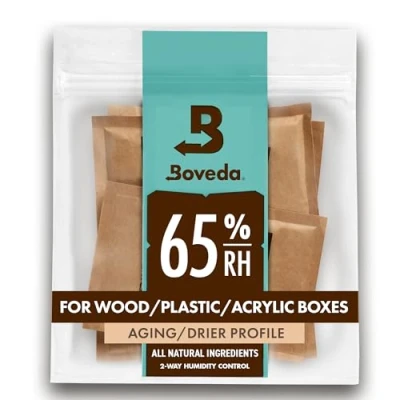 Image of Boveda 65% Two Way Humidity Control Packs For Aging &amp; Long Term Storage in Plastic Wood Containers Size 60 4 Pack Moisture Absorbers Humidifier Hydration Packets Resealable Bag