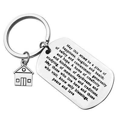 Image of for New Home Keyring Gift Housewarming Homeowner Moving in Key Chain Owners Keychain House First Realtor Closing Gifts memories