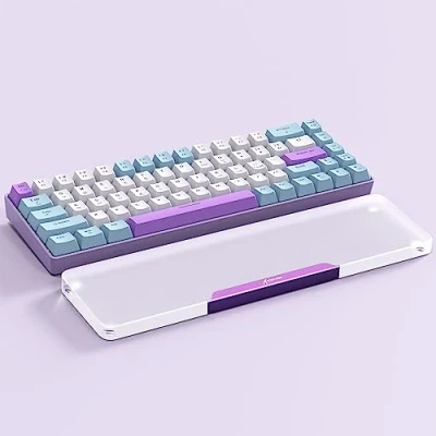 Image of Attack Shark 68 Keys Acrylic Wrist Rest, CNC Aluminum Alloy Palm Transparent Arm 60 Percent Layout Gaming Mechanical Keyboard Ergonomic Support, Anti Slip Base Amethyst