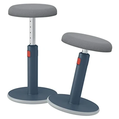 Image of Leitz Active Sit Stand Stool, Ergonomic Height Adjustable 46cm To 79cm Wobble Round Swivel Office Desk Chair/ Ergo Cosy Range, Velvet Grey, 65180089