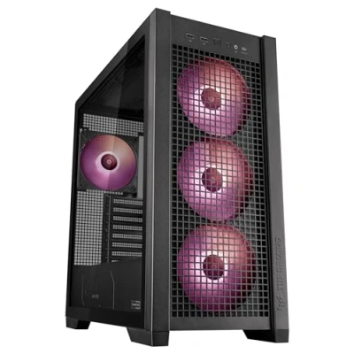 Image of ASUS TUF Gaming GT302 ARGB ATX Mid Tower PC Case Four 140 x 28 mm Fans for High Airflow, Interchangeable Tempered Glass or Mesh Side Panels, Supports BTF Hidden Connector Motherboards Black