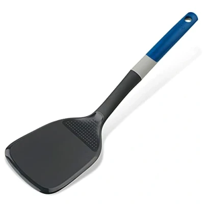 Image of Tasty Cooking Spatula with Grater, Turner Non Stick Heat Resistant Nylon Head, Kitchen Turner, Scratch Utensil, Dimensions: 34x9.5cm, Colour: Dark Blue &amp; Grey