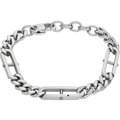 Image of Fossil Bracelet for Men Heritage, Length: 220mm, Width: 8mm Silver Stainless Steel Bracelet, JF04342040