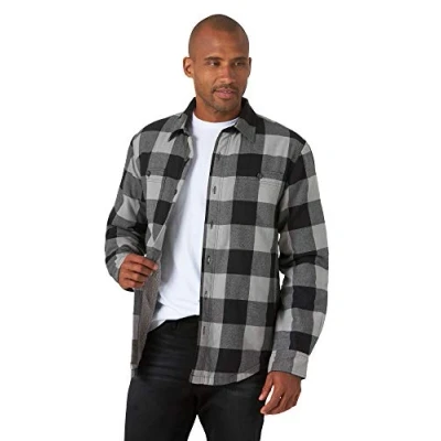 Image of Wrangler Authentics Men&#039;s Long Sleeve Sherpa Lined Shirt Jacket, Grey Buffalo, XL
