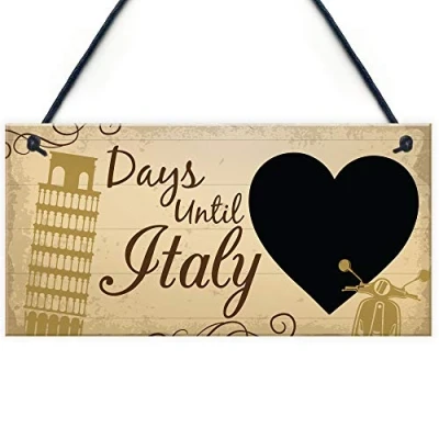 Image of RED OCEAN Chalkboard Holiday Countdown To ITALY Novelty Sign Accessories Gifts For Friend Family Keepsake