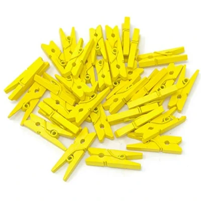 Image of 25mm Mini Yellow Wooden Clothes Peg Craft For Vintage Wedding Party Decoration Scrapbook (100)