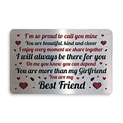 Image of Red Ocean Valentines Day Gift for Girlfriend Wallet Card Insert Anniversary Her Love Sign Keepsake