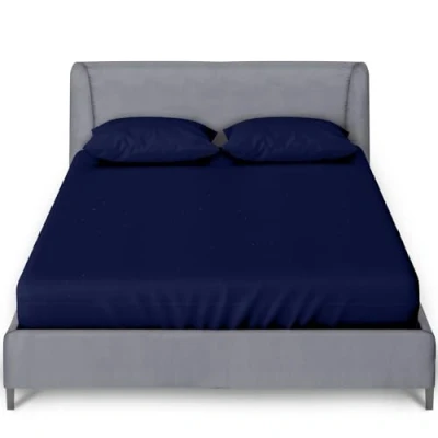 Image of GC GAVENO CAVAILIA Plain Sheets King Size (150 X 200 Cm) 10 Inch/ 25 Cm Deep Elasticated Corners Fitted Sheet Breathable Polycotton Navy