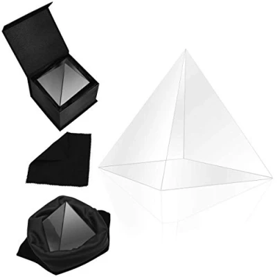 Image of BELLE VOUS K9 Crystal Pyramid Prism 8 x 9.7cm (3.14 3.14 3.81 inches) Photography Refractor with Velvet Pouch, Microfiber Cloth and Gift Box Lens for Light Spectrum Rainbows