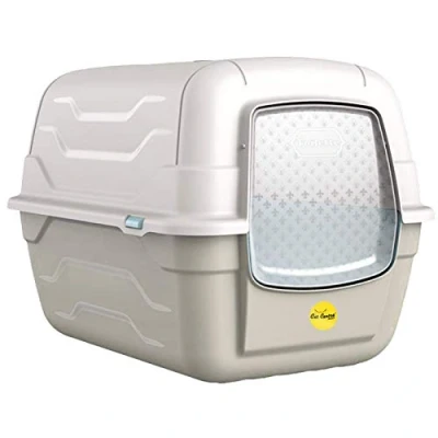 Image of Cat Centre Grey Hooded Litter Tray Box Large Enclosed Loo Indoor Puppy Kitty Toilet