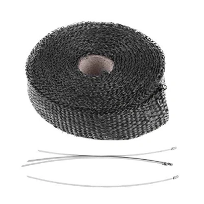 Image of Bande Thermique Echappement Glass Fiber Exhaust Heat Wrap,5M Car Insulation Tape Wrap With 4 Stainless Steel Cable Ties(Black)