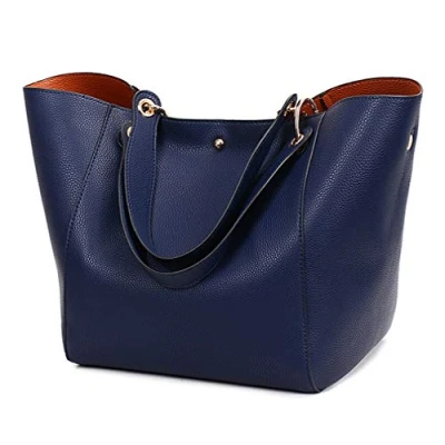 Image of Pahajim PU Leather Waterproof Handbags Clutches Bags Large Bag Ladies Tote Shoulder for Women Work Shopping Bag(Blue)
