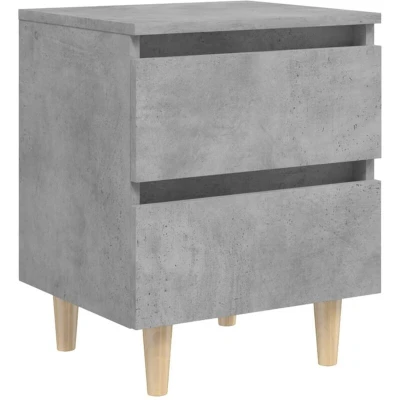 Image of vidaXL Bed Cabinet with Solid Pinewood Legs Concrete Grey 40x35x50 cm