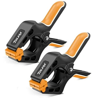 Image of TOLESA 10 Inch Spring Clamps for Woodworking 2PC Large Wood with 37 Lbs Powerful Clamping Force Reinforced Plastic Nylon 3.5 Jaw Opening Heavy Duty Gluing Crafts