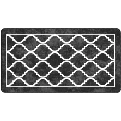 Image of vidaXL Rug Washable Black and White 80x150 cm Anti Slip