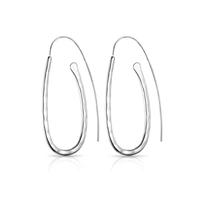 Image of Philip Jones Sterling Silver Hammered Hoop Earrings