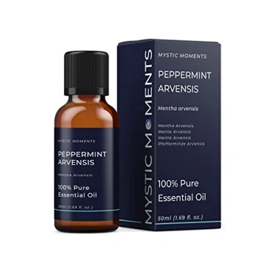 Image of Mystic Moments Peppermint Arvensis Essential Oil 50ml Pure &amp; Natural for Diffusers, Aromatherapy Massage Blends Vegan GMO Free