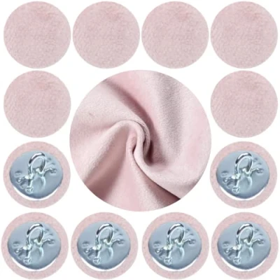 Image of Plush Velvet Covered Hoop Back Buttons Upholstery Fabric for Headboards Sofas 30L/18 mm (Pink, 10 Buttons)