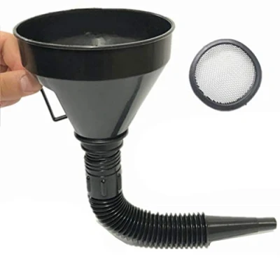 Image of ERZU Wide Mouth Funnel with Handle Large Automotive Funnels, Long Flexible Spout Extension, Removable Mesh Screen Filter for Water, Coolant, Transmission, Engine Oil