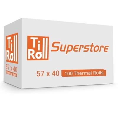 Image of 57 x 40 mm Premium Economy Thermal Paper Till Receipt Roll for PDQ Credit Card Machine [Pack of 100]