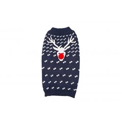 Image of Ancol Dog Jumper Blue Christmas Reindeer XS