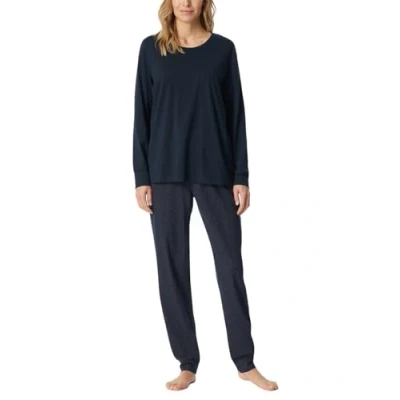 Image of Schiesser Women&#039;s Schlafanzug Lang mit Bündchen Baumwolle Nightwear Pajama Set, Midnight Blue_181987, 16