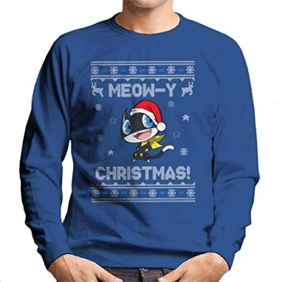 Image of Cloud City 7 Morgana Meowy Christmas Persona 5 Men&#039;s Sweatshirt Royal Blue