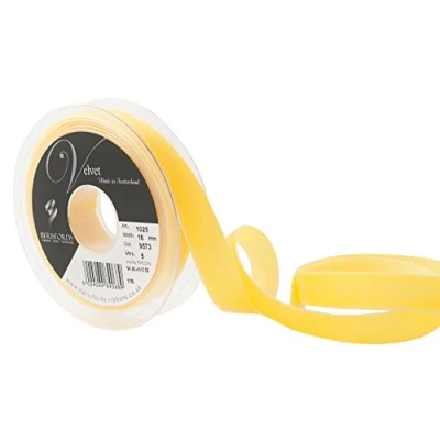 Image of Berisfords Velvet Ribbon, Yellow, 10.2 x 2.1 cm