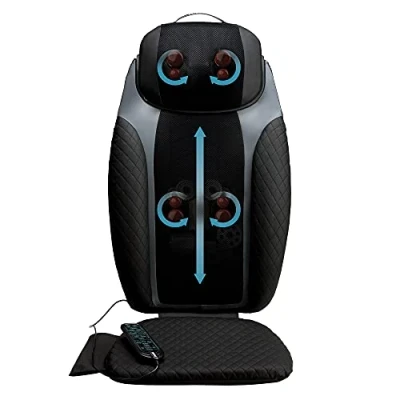 Image of HoMedics 2 in 1 Shiatsu Massager and Cordless Cushion Two Massage Components targeting Full Body Coverage with Isolated functionality Black