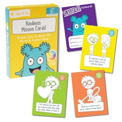 Image of Kids Games Educational Toys Colourful Kindness Mission Cards, Emotion Cards for Children, Learn About &amp; Emotions, Ages 4and Up, 56 Secret Missions a Kinder World, Screen Free Fun