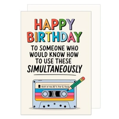 Image of Edition Seidel Premium Birthday Card with Envelope. Greeting Happy Man Woman Cassette Funny Humour (G3693 SW024)