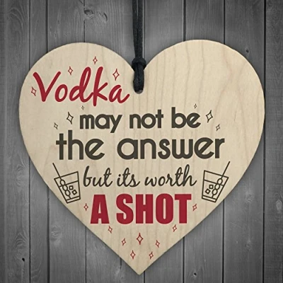 Image of RED OCEAN Funny Vodka Alcohol Novelty Joke Wooden Hanging Wall Heart Sign Gift Plaque