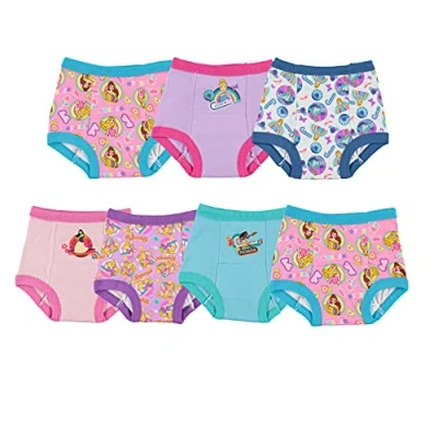 Image of Disney Girls&#039; Princess Toddler Potty Starter Kit Includes Stickers &amp; Tracking Chart Sizes 2t, 3t, 4t Baby Underwear, 7 Pack Training Pant, 3 Years